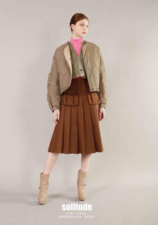Army Green Quilted Jacket Set
