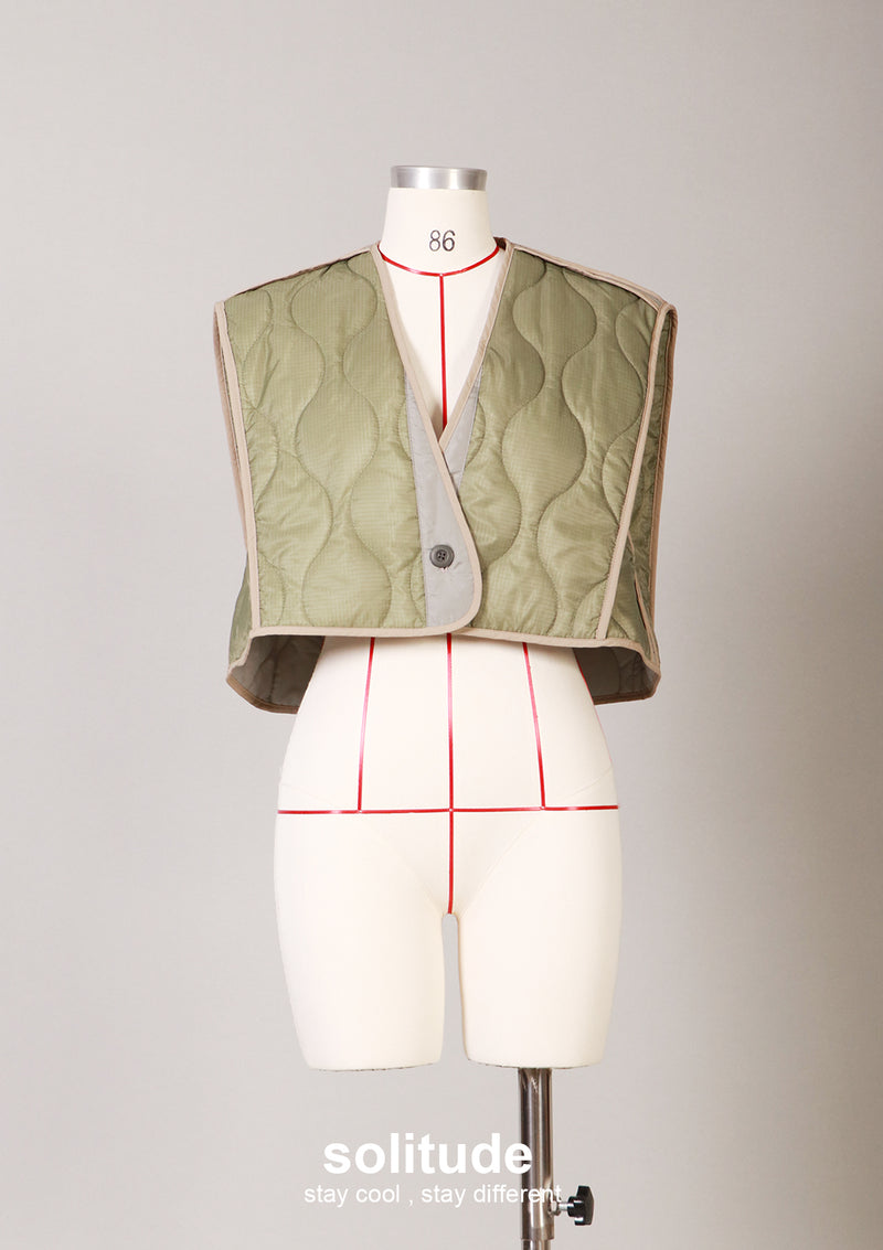 Army Green Quilted Jacket Set