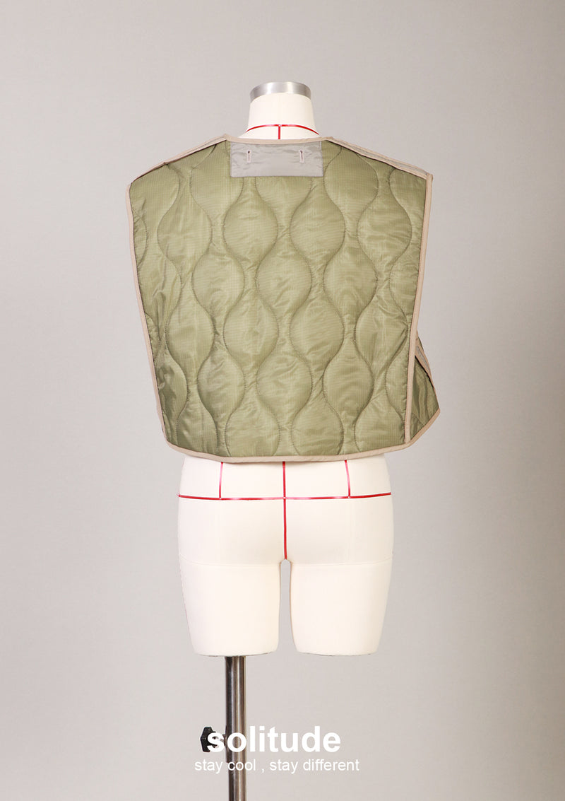 Army Green Quilted Jacket Set