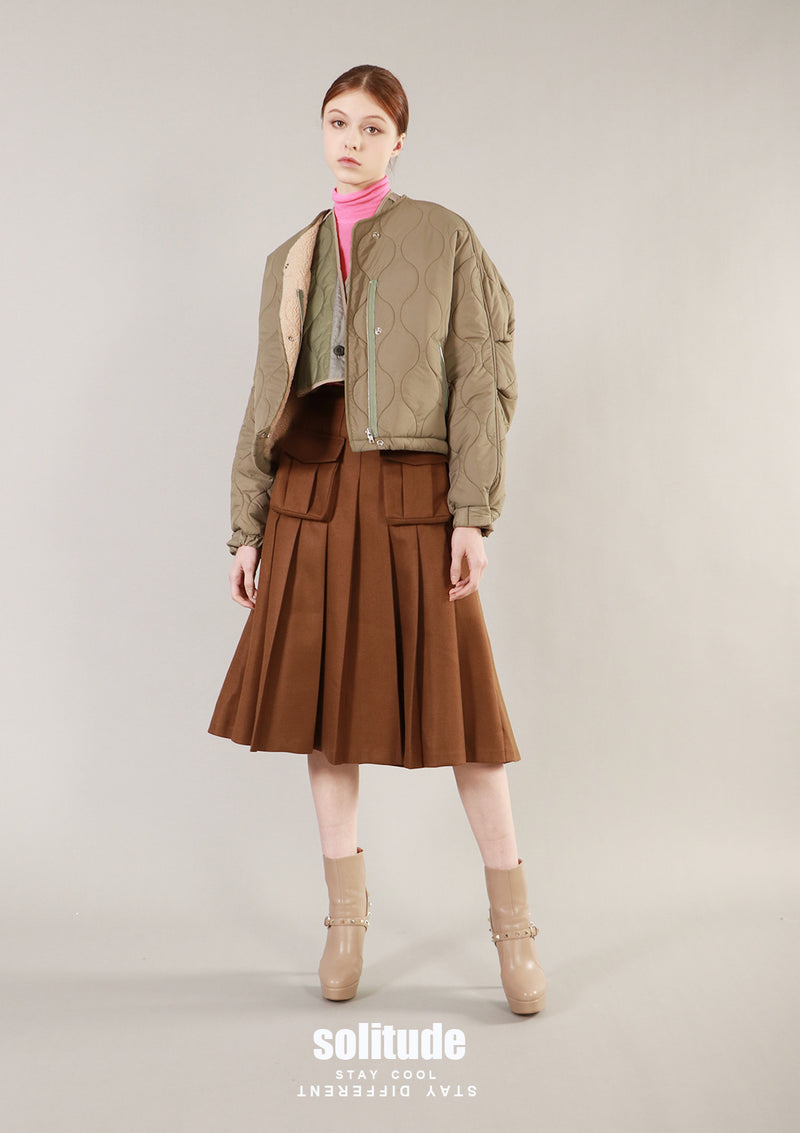 Army Green Quilted Jacket Set