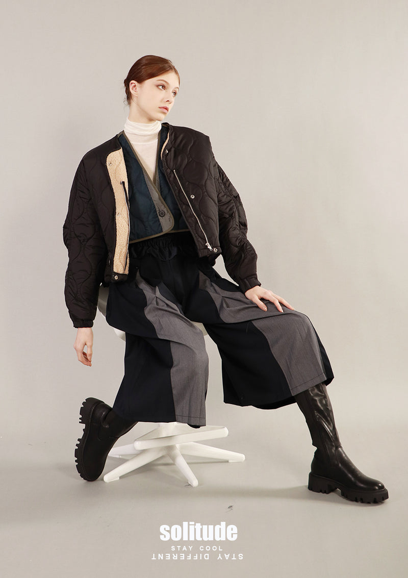 Black Quilted Jacket Set