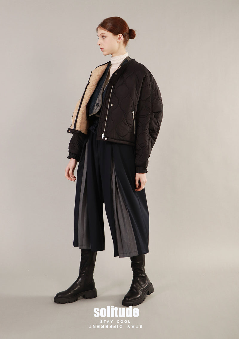Black Quilted Jacket Set
