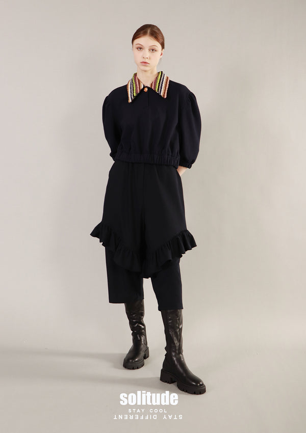 Navy Ruffles Pants