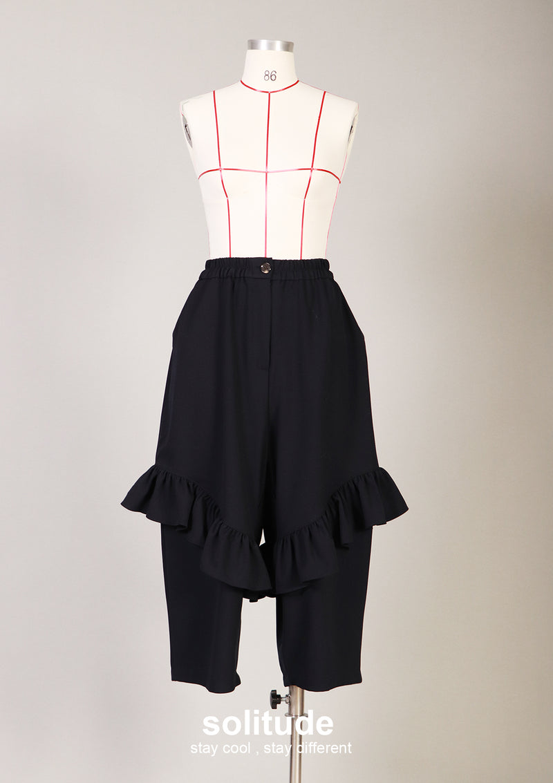 Navy Ruffles Pants