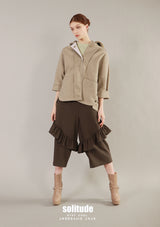 Army Green Woven Jacket with Detachable Hood