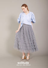 Grey Layered Tulle Skirt
