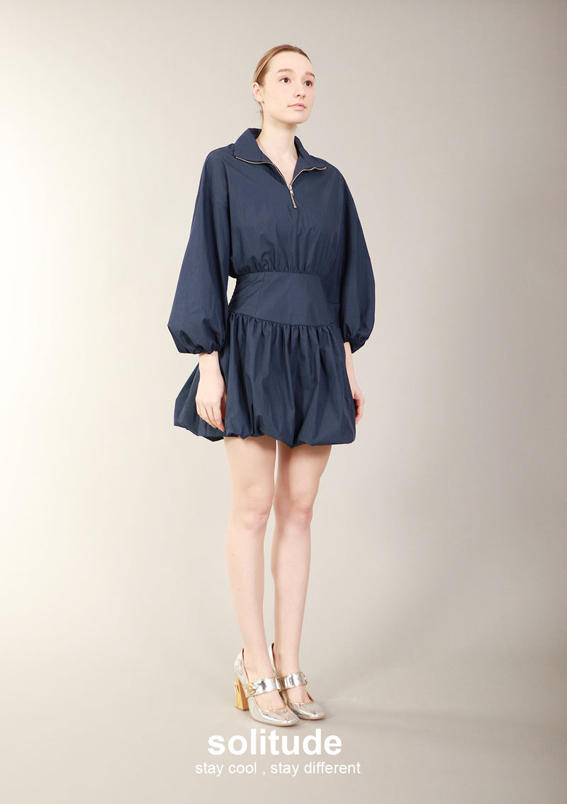 Navy Zip Up Dress