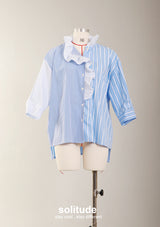 Blue Mixed Stripe Woven Shirt