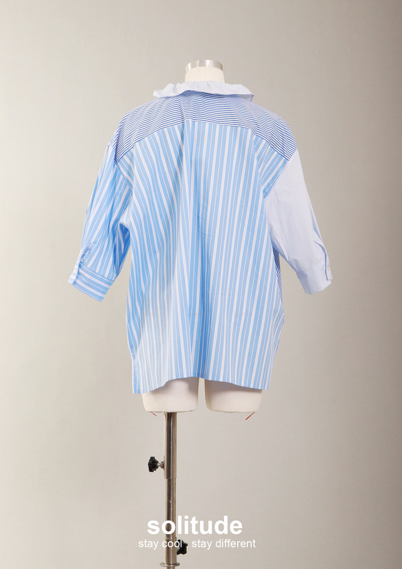 Blue Mixed Stripe Woven Shirt