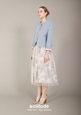 Blue Printed Tulle Skirt