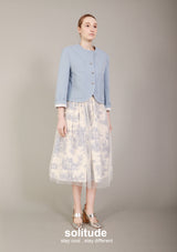 Blue Printed Tulle Skirt