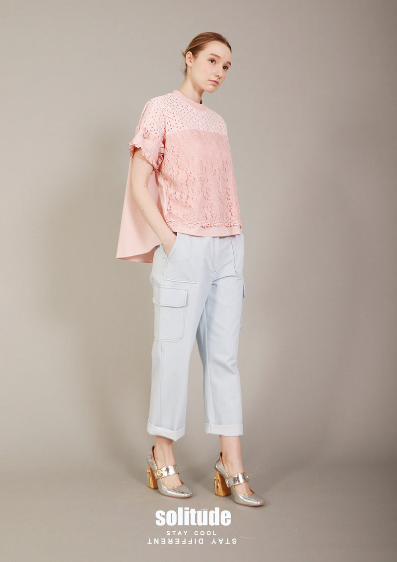 Pink Mixed Fabric Lace Top (aleris)