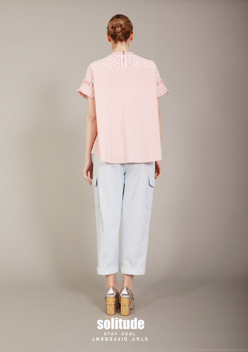 Pink Mixed Fabric Lace Top (aleris)