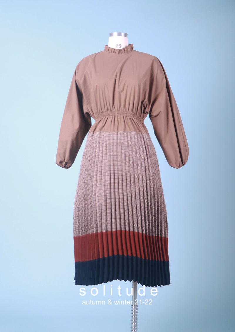 Brown Pleated Dress